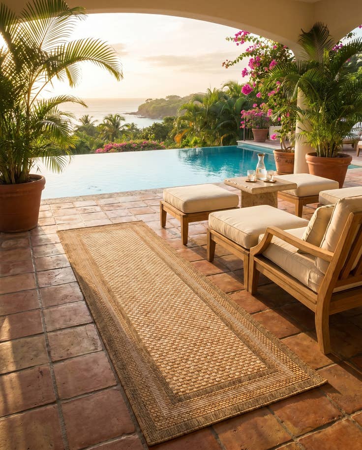 Detail image of 2' 2 x 6' Easy-Clean Border Indoor / Outdoor Runner Rug