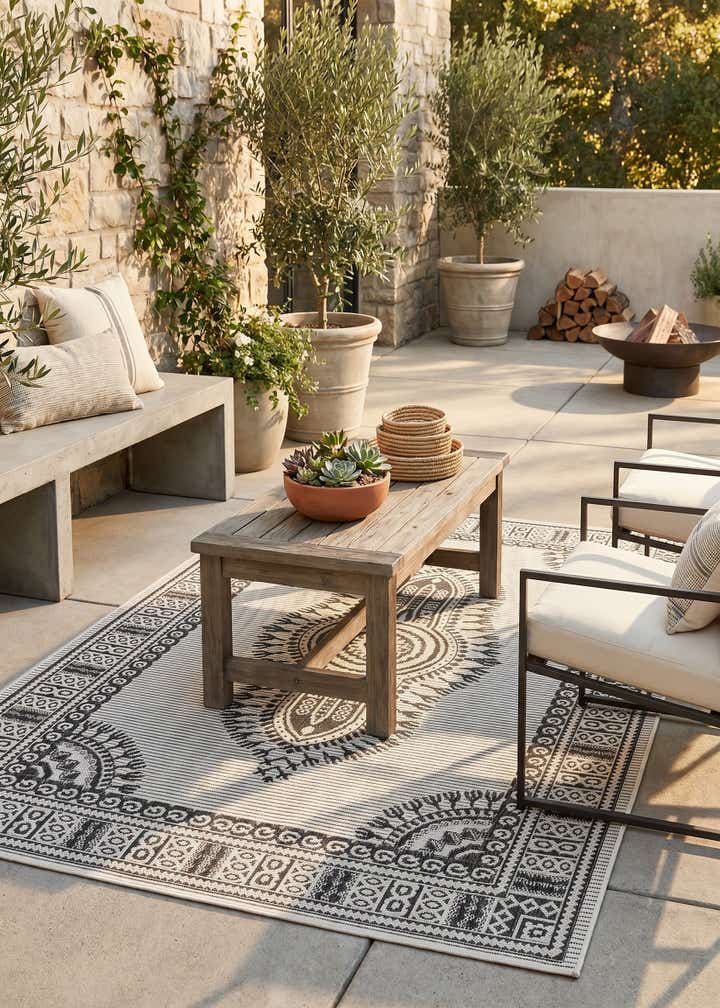4' x 6' Easy-Clean Traditional Indoor / Outdoor Rug