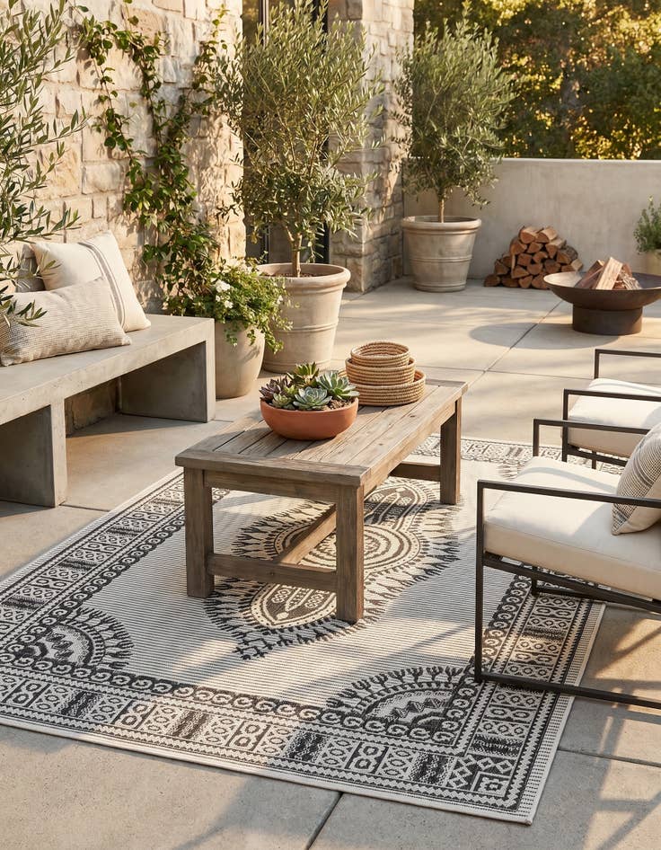 Detail image of 4' x 6' Easy-Clean Traditional Indoor / Outdoor Rug