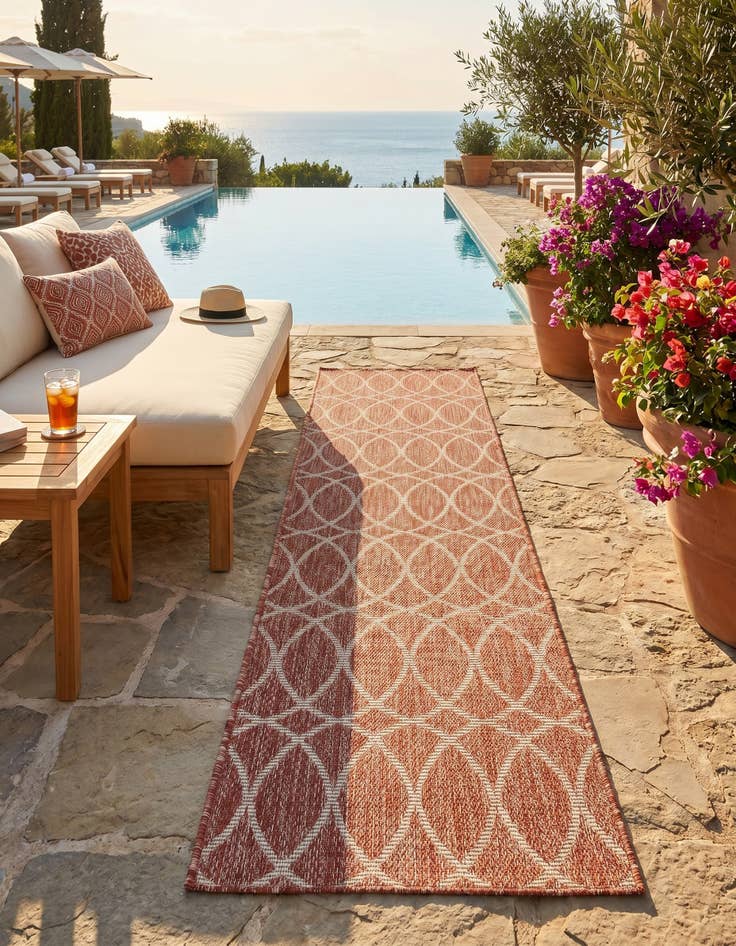 Detail image of 2' x 6' Easy-Clean Trellis Indoor / Outdoor Runner Rug