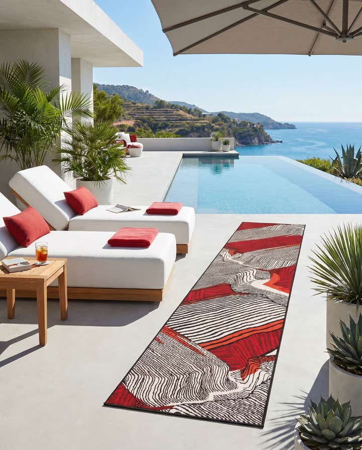 2' 7 x 10' Easy-Clean Modern Indoor / Outdoor Runner Rug