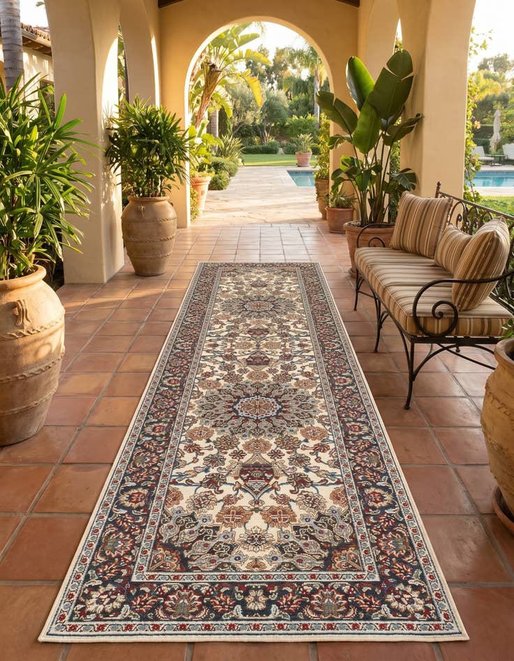 Detail image of 2' 7 x 10' Easy-Clean Traditional Indoor / Outdoor Runner Rug