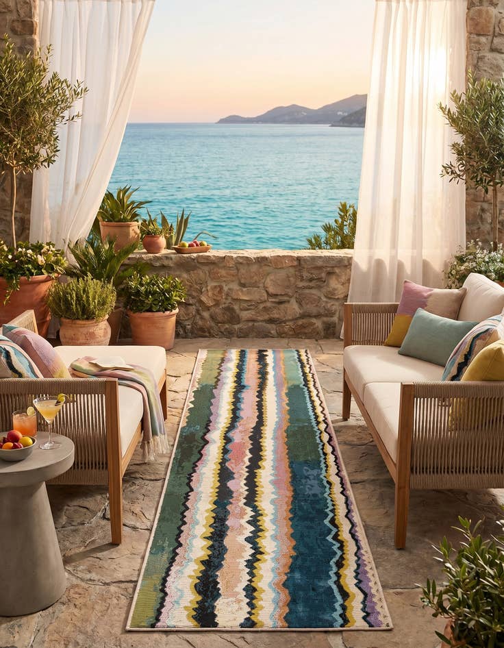 Detail image of 2' x 8' Easy-Clean Modern Indoor / Outdoor Runner Rug