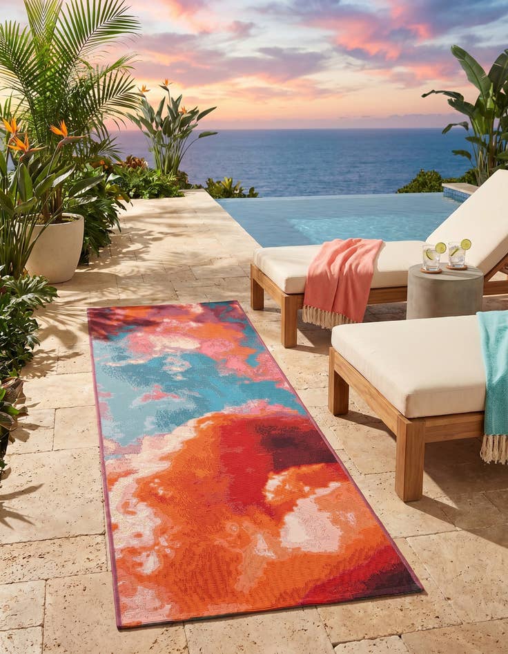 Detail image of 2' x 6' 1 Easy-Clean Modern Indoor / Outdoor Runner Rug