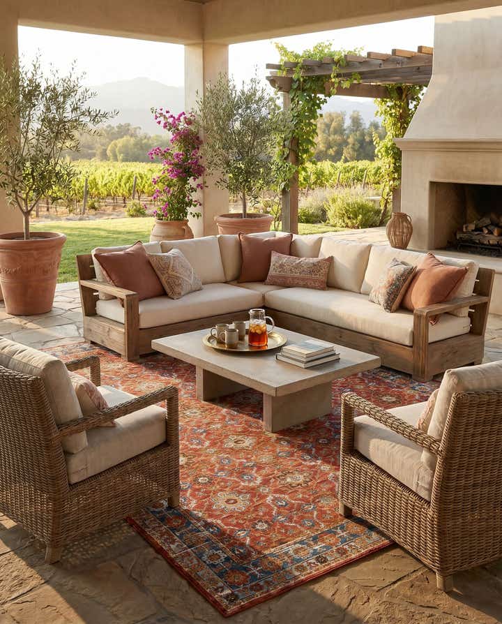 9' x 12' Easy-Clean Traditional Indoor / Outdoor Rug