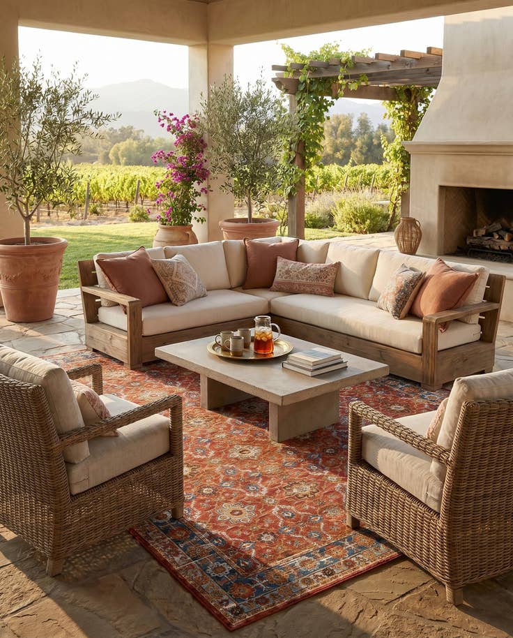 Detail image of 9' x 12' Easy-Clean Traditional Indoor / Outdoor Rug