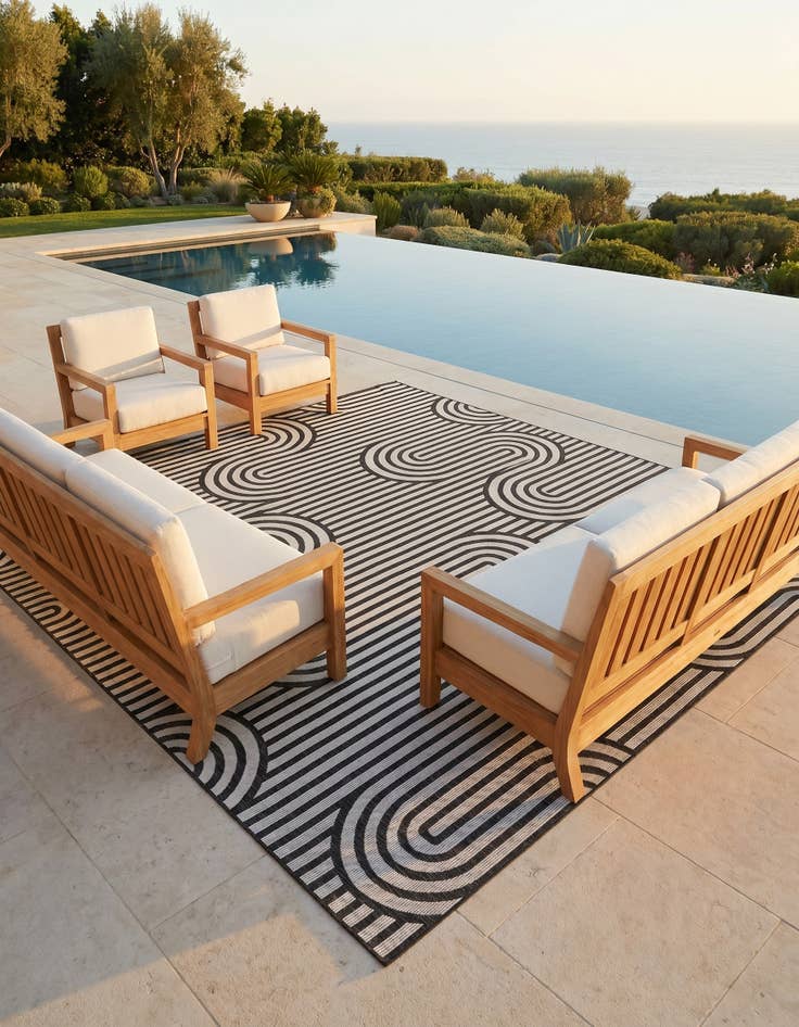 Detail image of 10' x 10' Easy-Clean Modern Indoor / Outdoor Square Rug