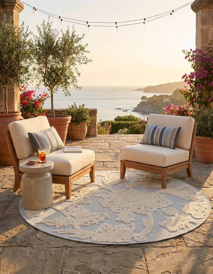 Detail image of 5' 3 x 5' 3 Easy-Clean Aruba Indoor / Outdoor Round Rug