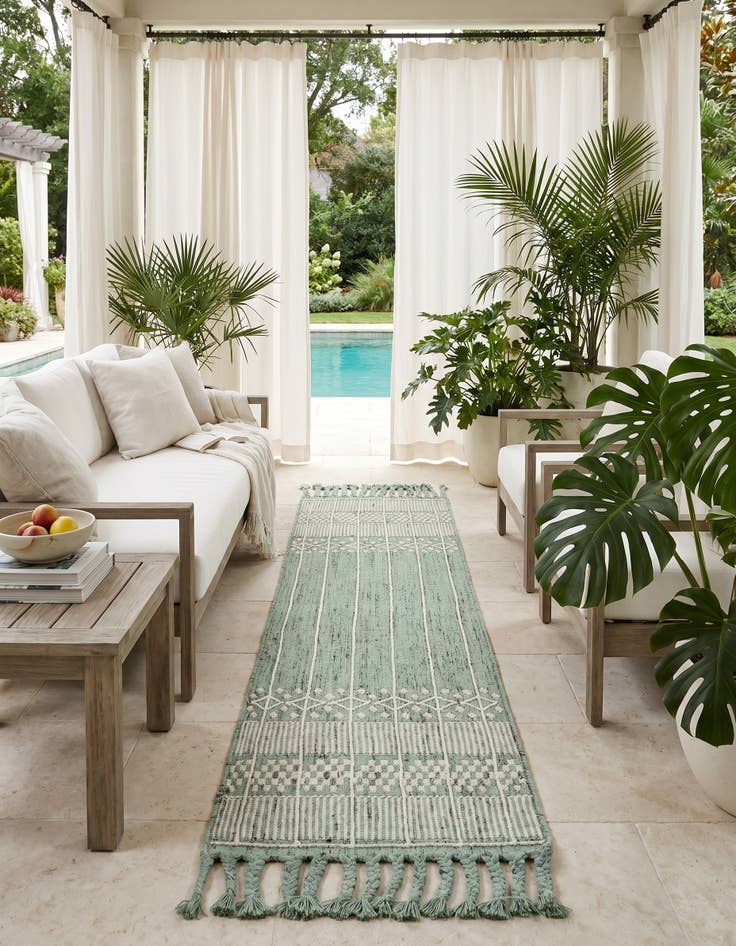 Detail image of 2' 2 x 8' 2 Easy-Clean Eco Bohemian Indoor / Outdoor Runner Rug
