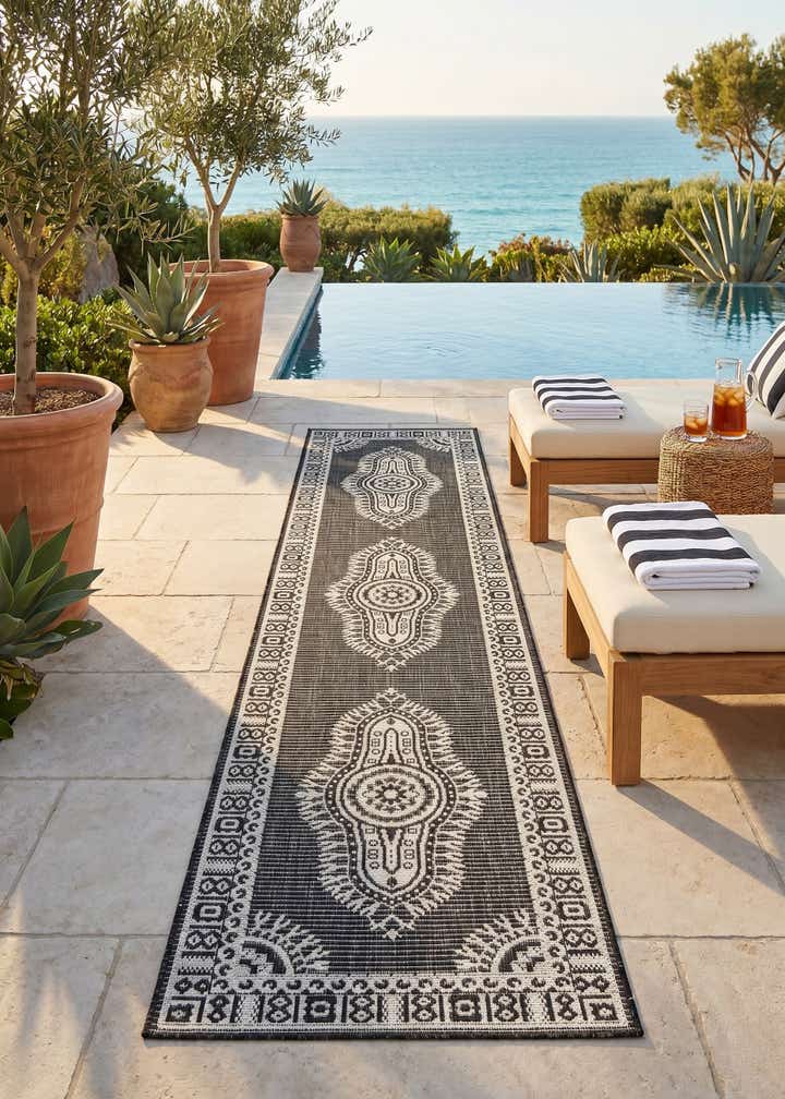 2' x 8' Easy-Clean Traditional Indoor / Outdoor Runner Rug