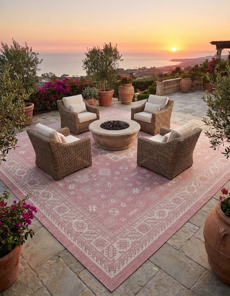 Detail image of 13' x 13' Easy-Clean Aztec Indoor / Outdoor Square Rug