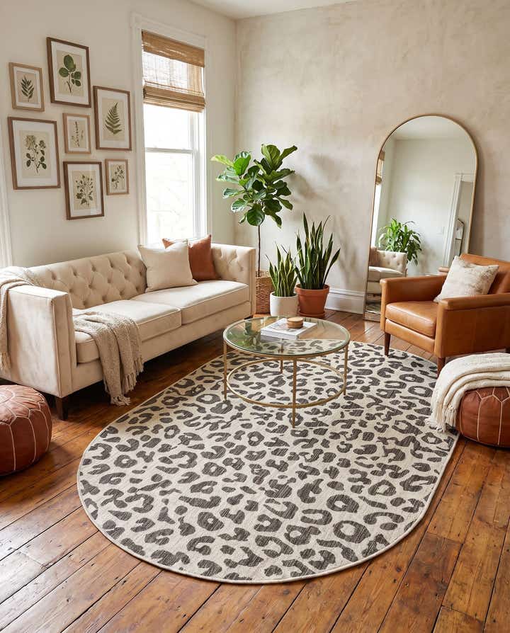 5' 3 x 8' Easy-Clean Safari Indoor / Outdoor Oval Rug
