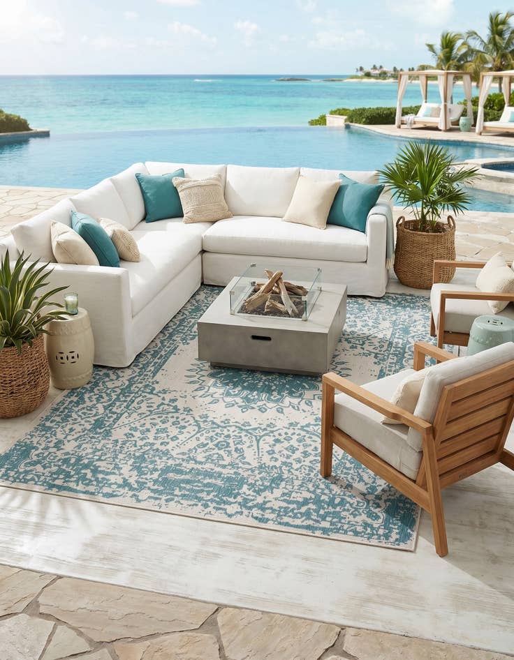 Detail image of 9' x 12' Easy-Clean Traditional Indoor / Outdoor Rug