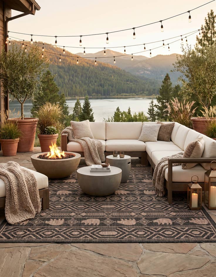 Detail image of 10' x 14' Easy-Clean Southwestern Indoor / Outdoor Rug