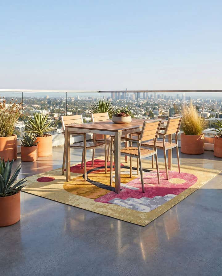 7' 10 x 7' 10 Easy-Clean Modern Indoor / Outdoor Square Rug