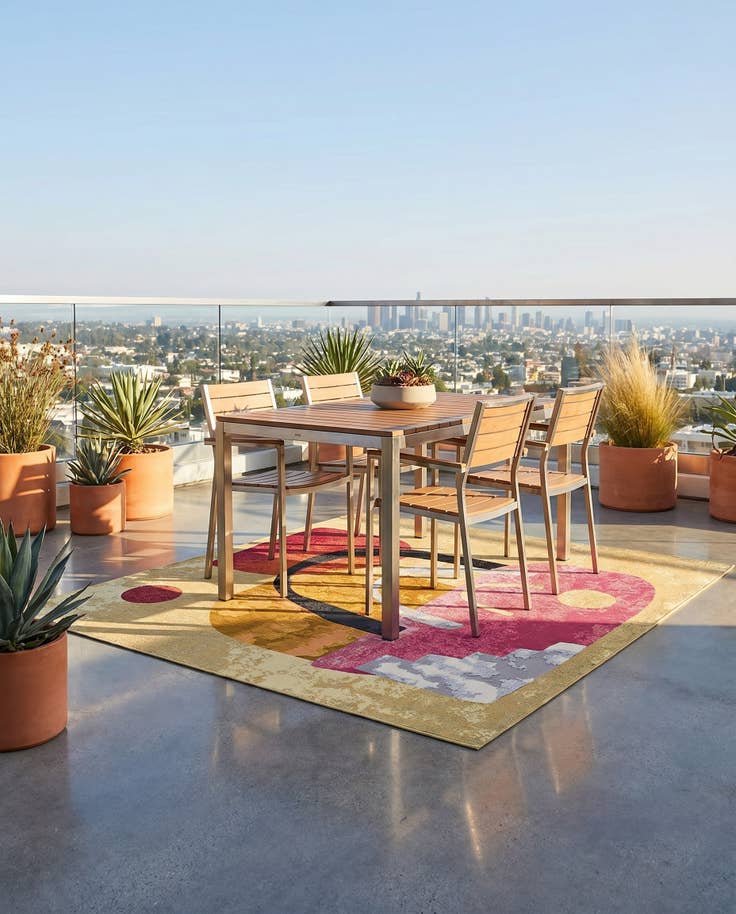 Detail image of 7' 10 x 7' 10 Easy-Clean Modern Indoor / Outdoor Square Rug