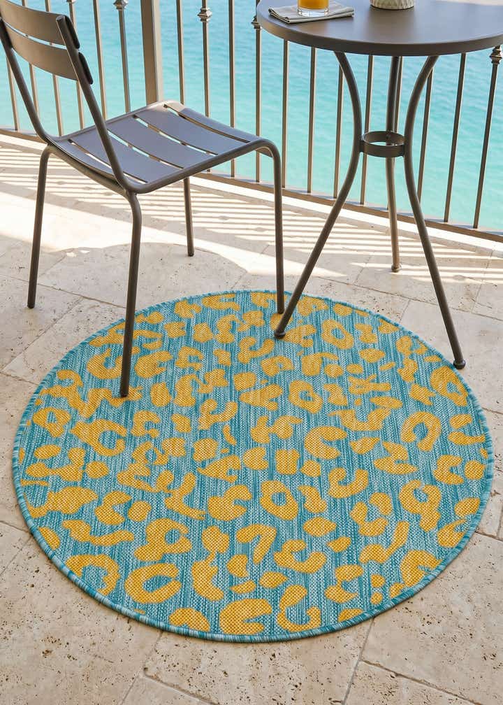 3' x 3' Easy-Clean Safari Indoor / Outdoor Round Rug