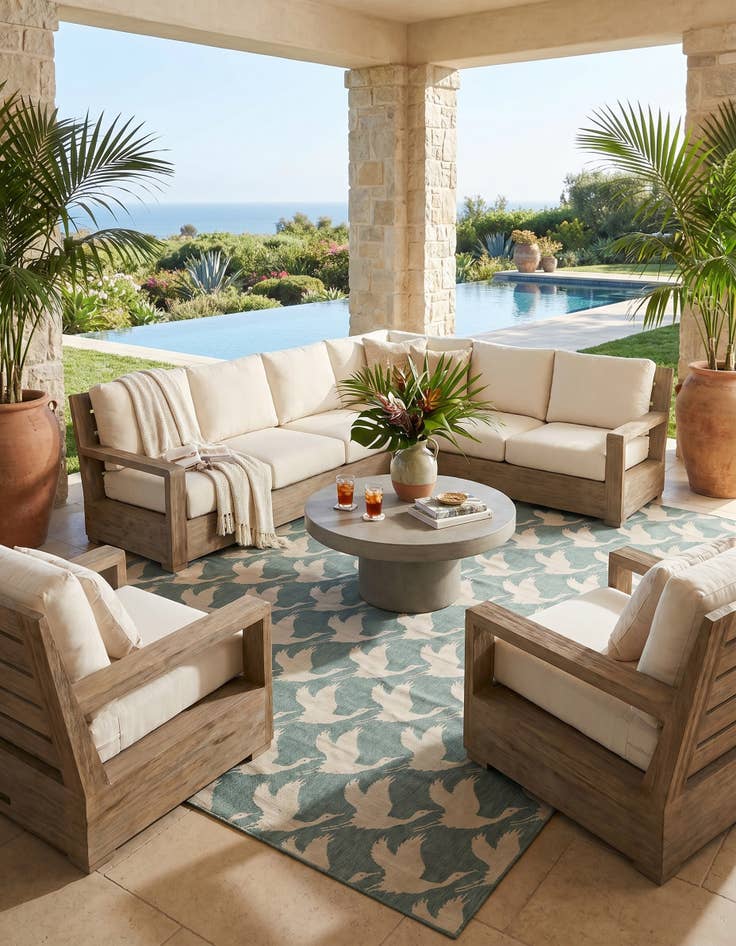 Detail image of 10' x 14' Easy-Clean Coastal Indoor / Outdoor Rug