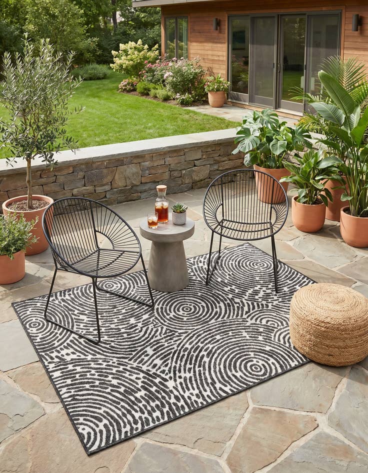 Detail image of 4' x 6' Easy-Clean Modern Indoor / Outdoor Rug