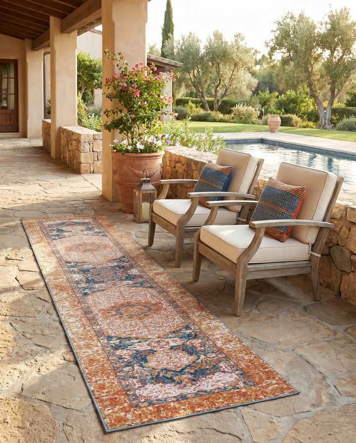 2' x 8' Easy-Clean Traditional Indoor / Outdoor Runner Rug