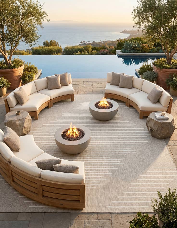 Detail image of 13' x 13' Easy-Clean Modern Indoor / Outdoor Square Rug