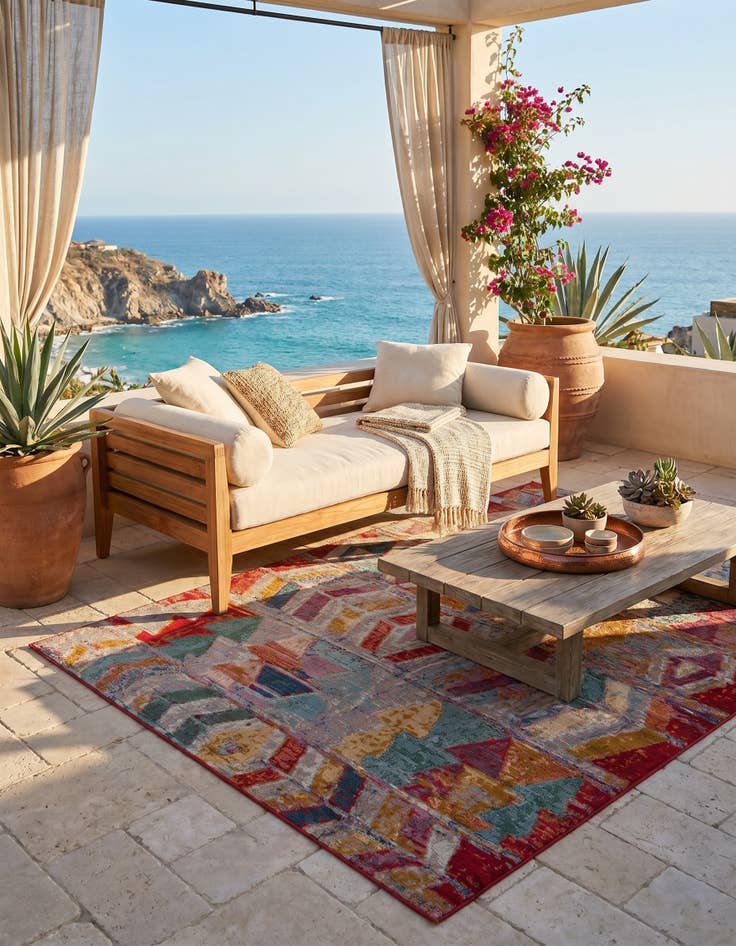 Detail image of 5' 3 x 8' Easy-Clean Modern Indoor / Outdoor Rug