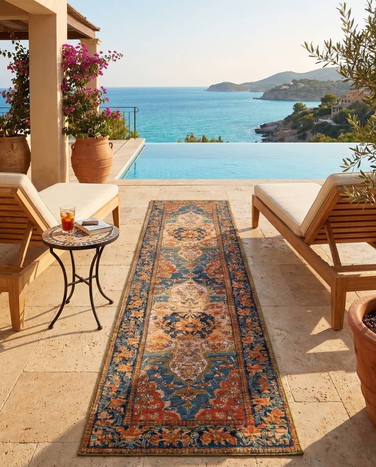 Detail image of 2' 7 x 10' Easy-Clean Traditional Indoor / Outdoor Runner Rug