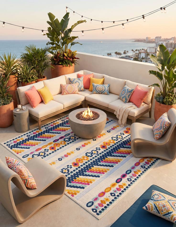 Detail image of 7' 10 x 7' 10 Easy-Clean Aruba Indoor / Outdoor Square Rug