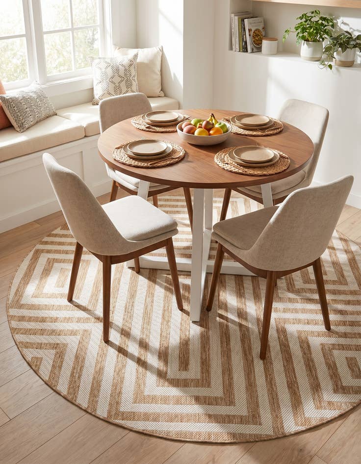 Detail image of 7' 10 x 7' 10 Easy-Clean Modern Indoor / Outdoor Round Rug