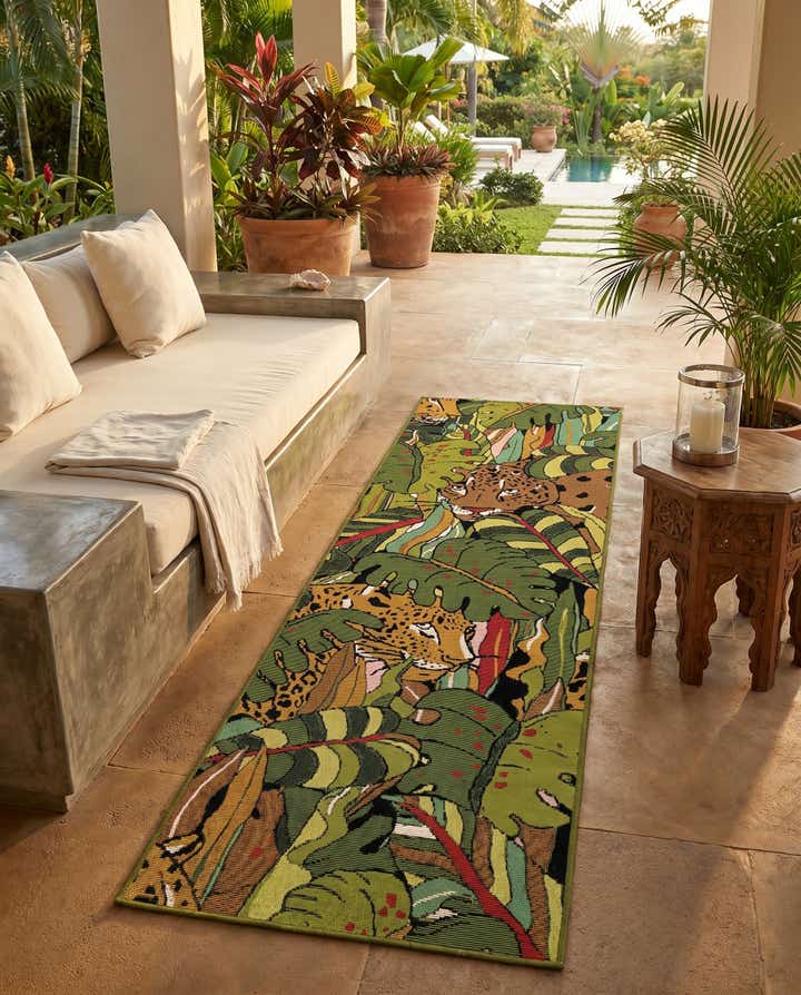 2' x 6' Easy-Clean Botanical Indoor / Outdoor Runner Rug