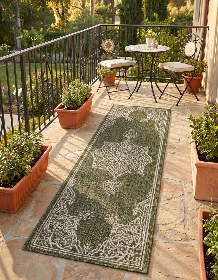 Detail image of 2' x 6' Easy-Clean Traditional Indoor / Outdoor Runner Rug
