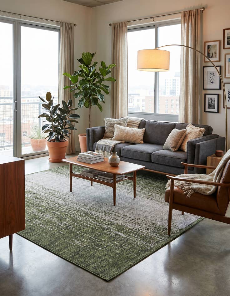 Detail image of 7' 10 x 11' Easy-Clean Modern Indoor / Outdoor Rug