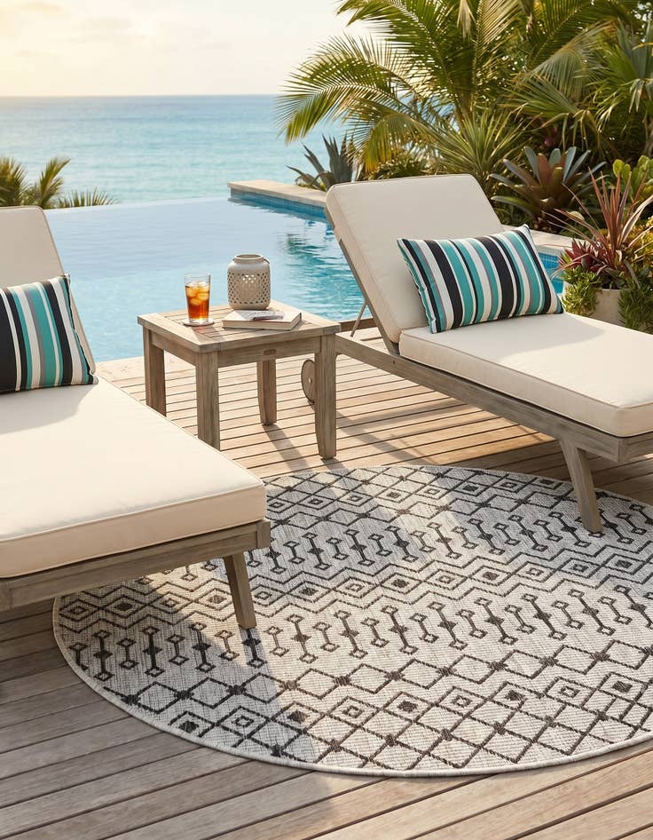 Detail image of 5' 3 x 5' 3 Easy-Clean Lattice Indoor / Outdoor Round Rug