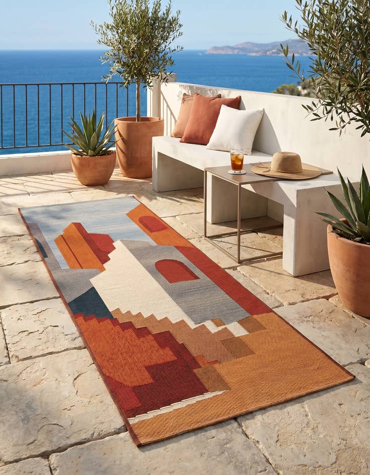 Detail image of 2' x 5' Easy-Clean Modern Indoor / Outdoor Runner Rug