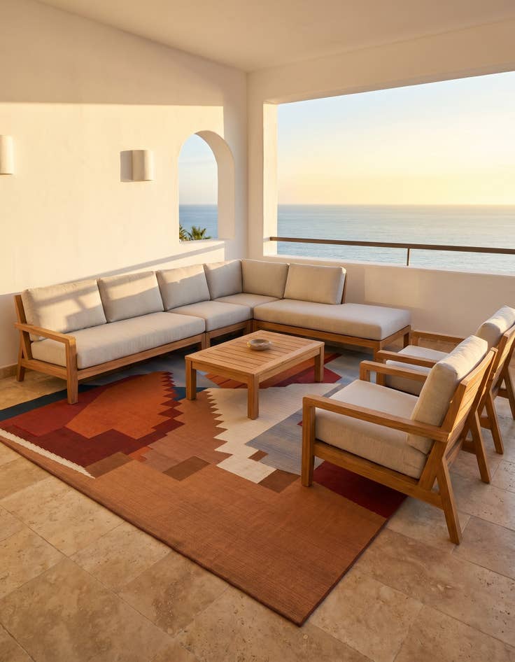 Detail image of 7' 10 x 7' 10 Easy-Clean Modern Indoor / Outdoor Square Rug