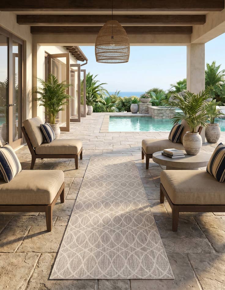 Detail image of 2' 7 x 10' Easy-Clean Trellis Indoor / Outdoor Runner Rug