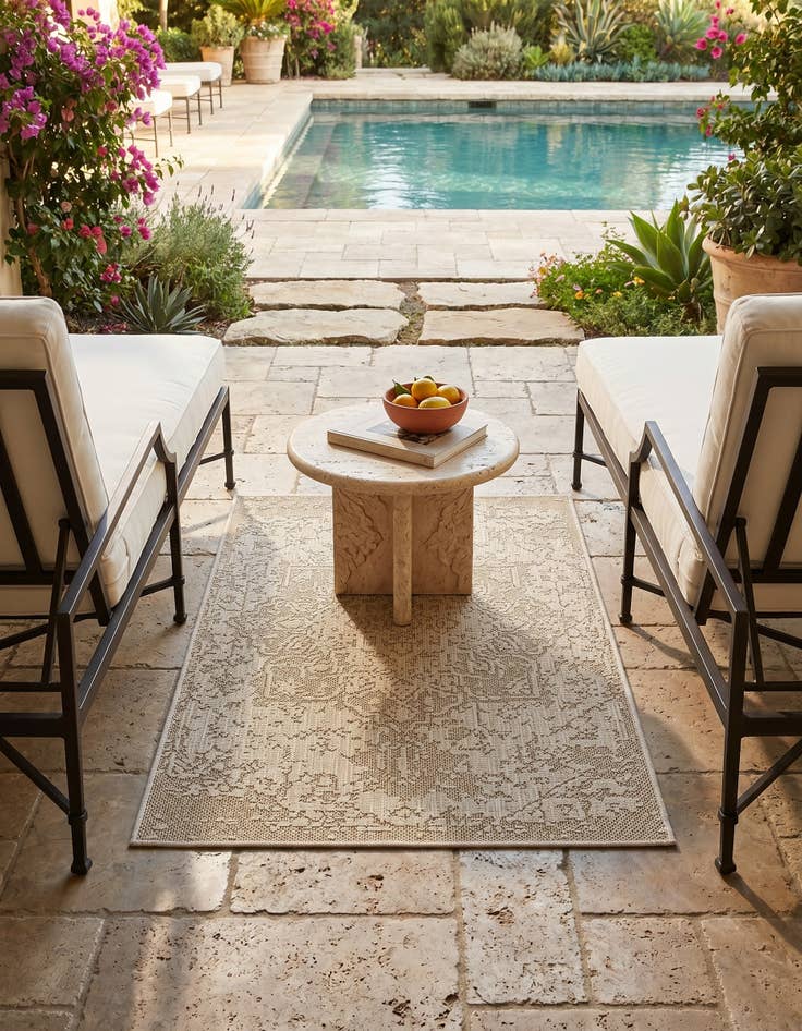 Detail image of 4' 1 x 6' 1 Easy-Clean Traditional Indoor / Outdoor Rug