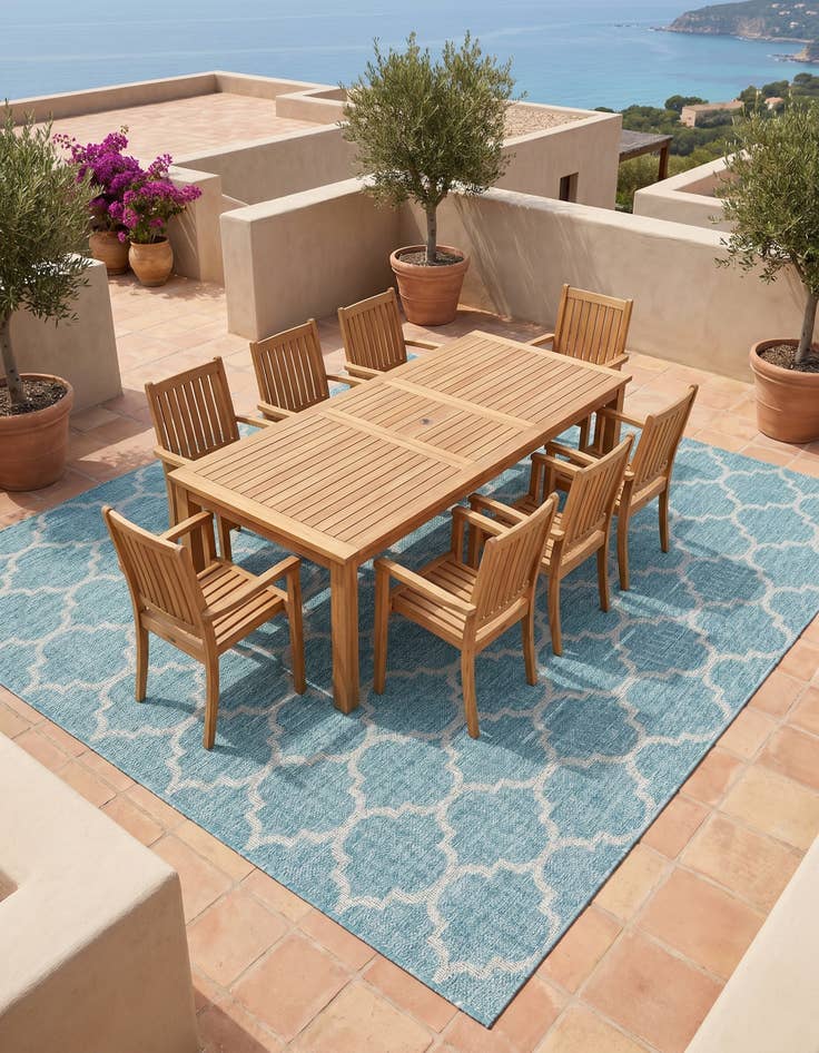 Detail image of 10' 8 x 10' 8 Easy-Clean Trellis Indoor / Outdoor Square Rug