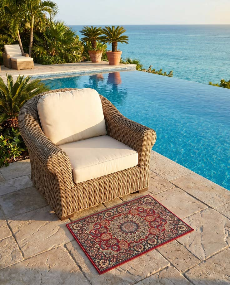 Detail image of 2' x 3' 1 Easy-Clean Traditional Indoor / Outdoor Rug