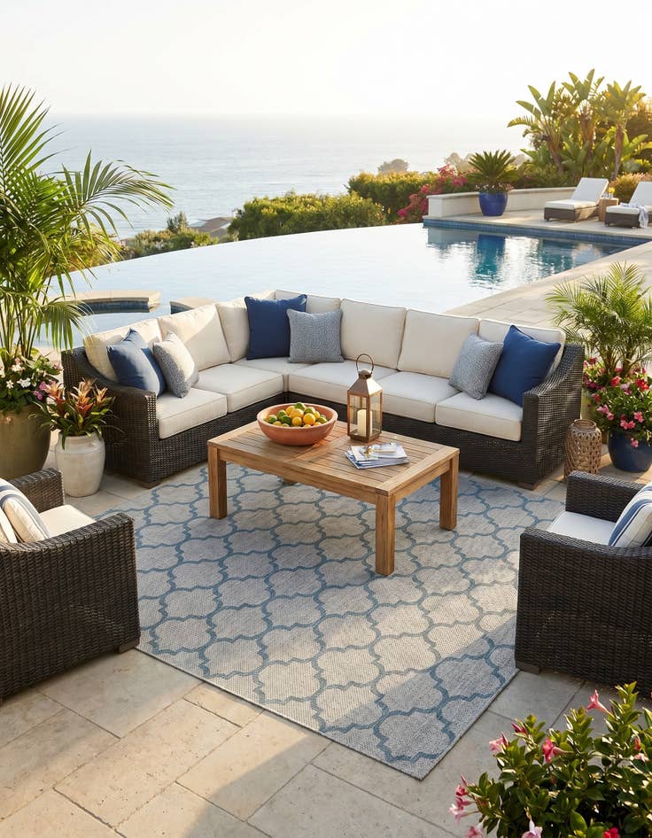 Detail image of 10' 8 x 10' 8 Easy-Clean Lattice Indoor / Outdoor Square Rug