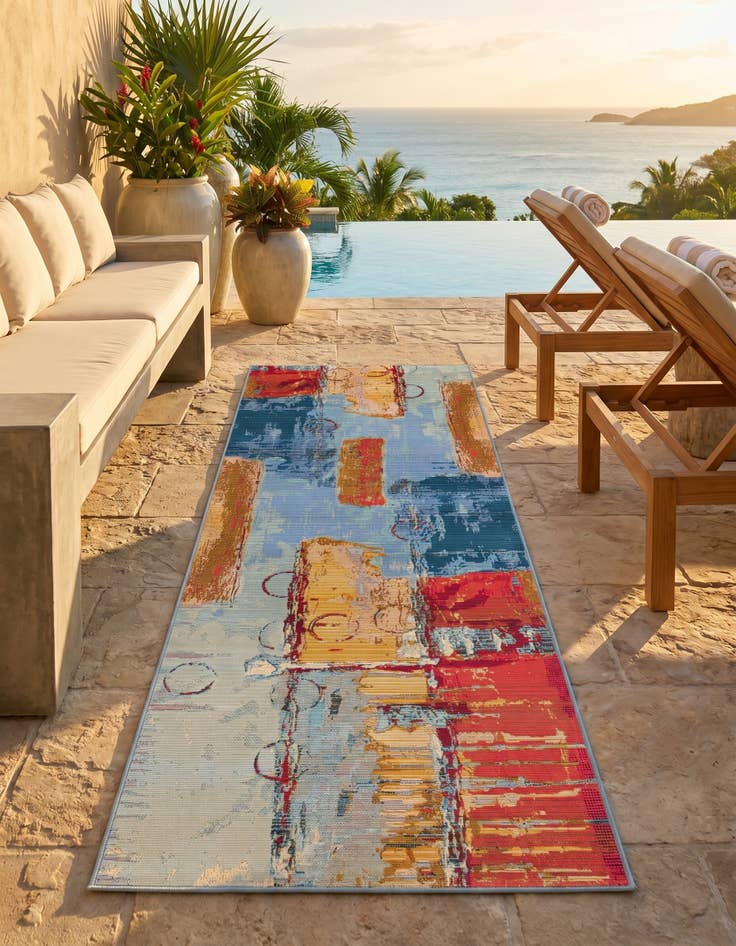 Detail image of 2' 7 x 7' Easy-Clean Modern Indoor / Outdoor Runner Rug