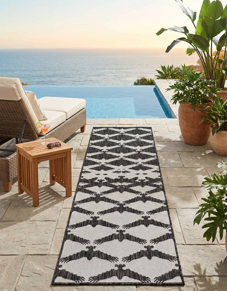 Detail image of 2' x 8' Easy-Clean Modern Indoor / Outdoor Runner Rug