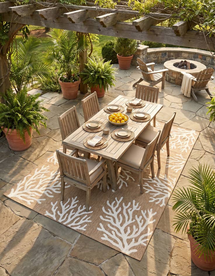 Detail image of 7' 10 x 10' Easy-Clean Coastal Indoor / Outdoor Rug