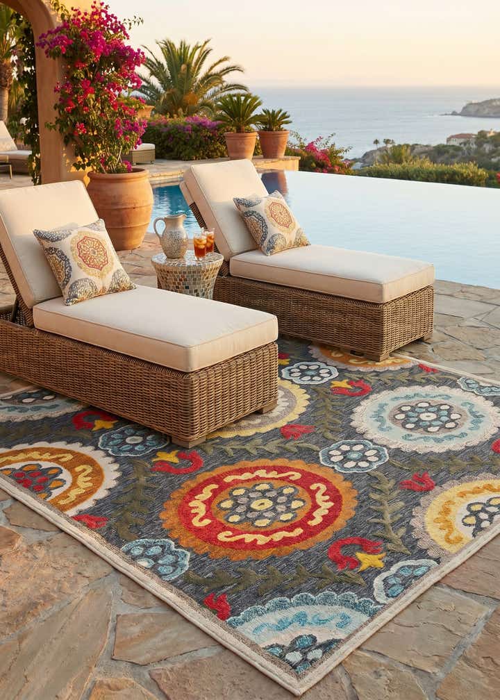 7' 10 x 7' 10 Easy-Clean Casablanca Indoor / Outdoor Square Rug
