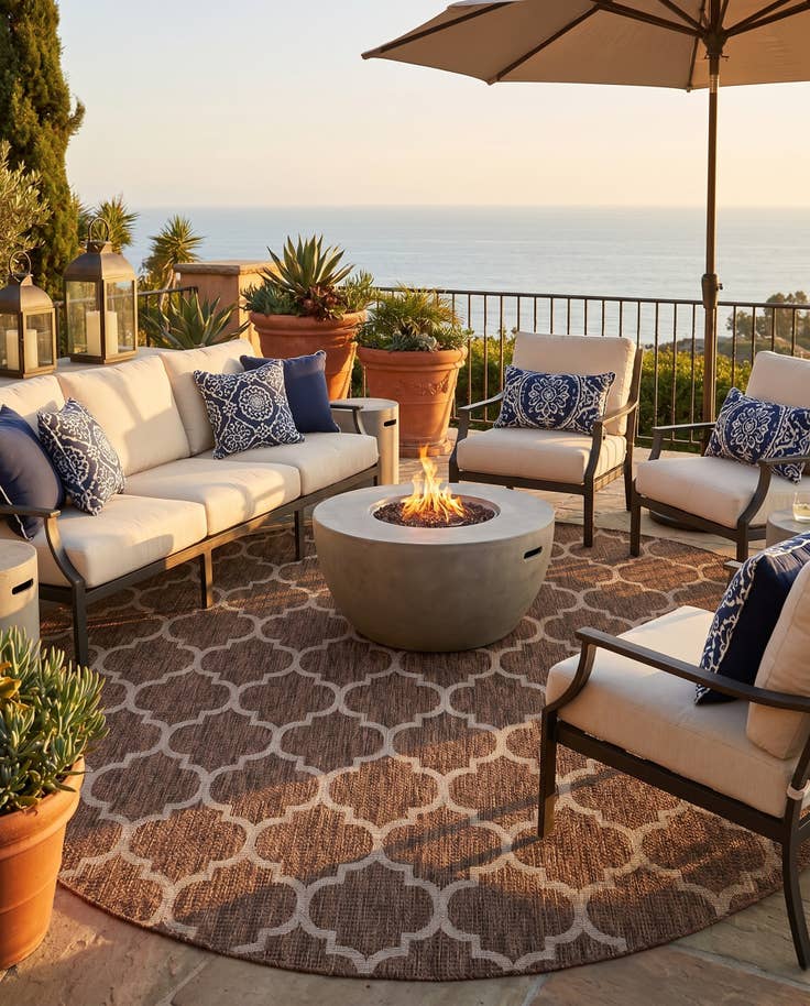 Detail image of 10' 8 x 10' 8 Easy-Clean Lattice Indoor / Outdoor Round Rug