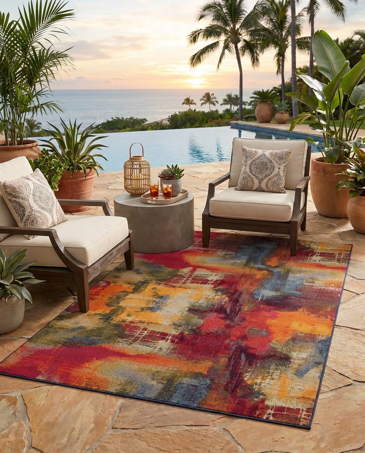 Detail image of 6' x 9' Easy-Clean Modern Indoor / Outdoor Rug