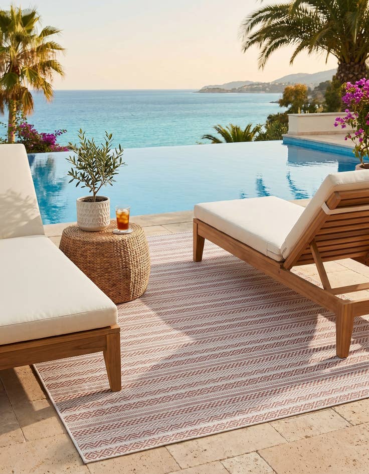 Detail image of 5' 3 x 8' Easy-Clean Striped Indoor / Outdoor Rug