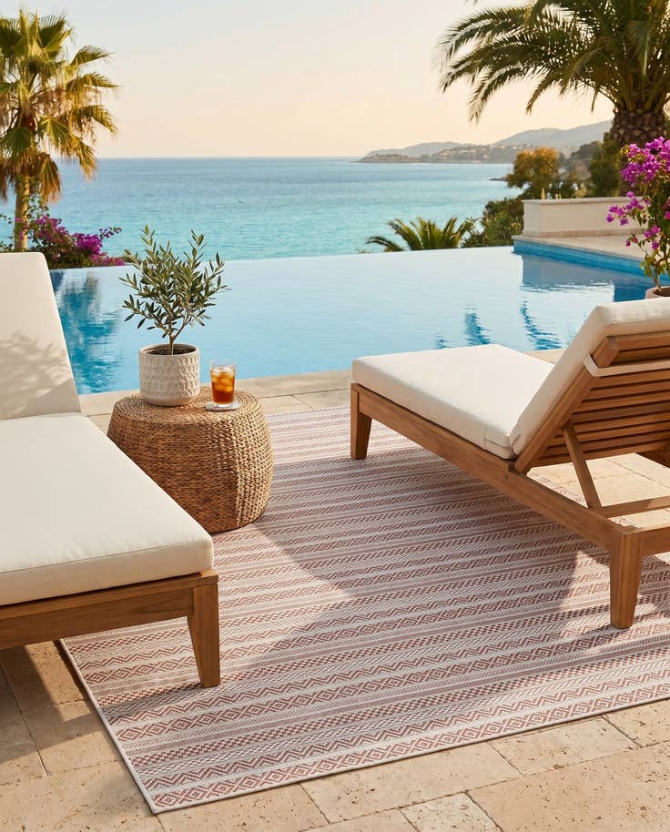 Detail image of 5' 3 x 8' Easy-Clean Striped Indoor / Outdoor Rug