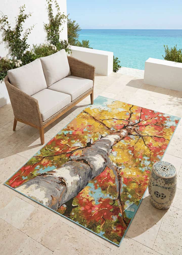 4' 1 x 6' 1 Easy-Clean Botanical Indoor / Outdoor Rug