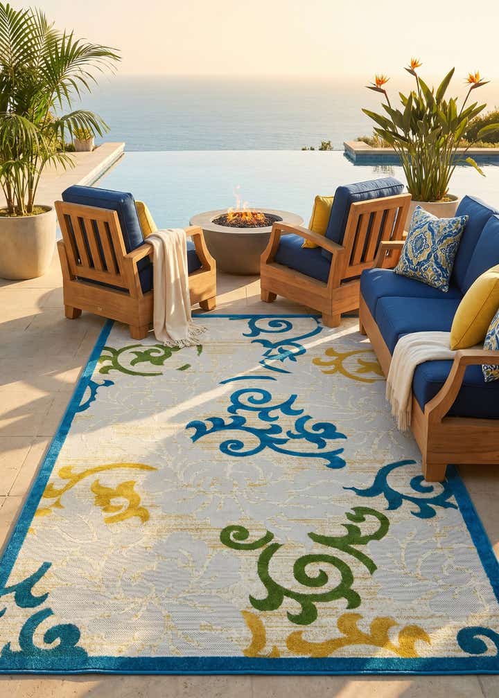 6' x 9' Easy-Clean Botanical Indoor / Outdoor Rug